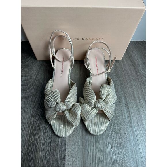 Loeffler Randall Dahlia Platinum Pleated Bow Heel Size 8.5 $450 - Picture 8 of 15